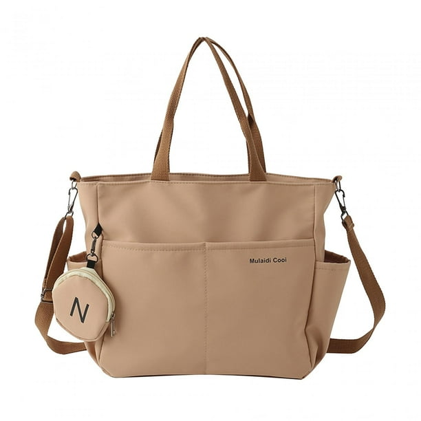Bolso de mano jinwen para mujer Caqui de tela Oxford gran capacidad estilo cruzado