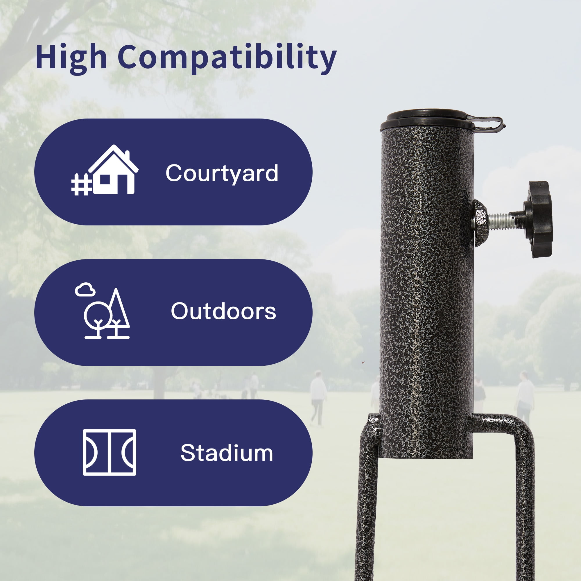 AMMSUN Patio Umbrella Steel Anchor Heavy Duty Ground Auger Base with Forks for Outdoor Lawn