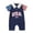 Romper 001_Blue, variant on 4th of July Baby Boy Clothes Short Sleeve Romper Lapel Jumpsuit Newborn Summer My First 4th of July Baby Boy Outfit