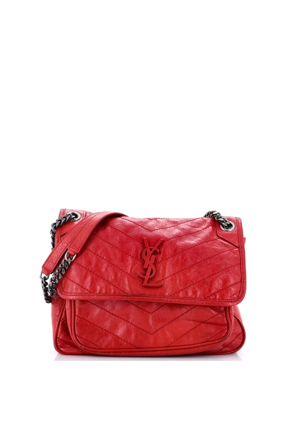 Pre-Owned Niki Chain Flap Bag Matelasse Chevron Leather Medium By Rebag