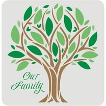 Family Tree Stencil 11.8x11.8 inch Create DIY Family Saying Big Tree with Our Family Words Plastic Reusable Home Decor Stencil