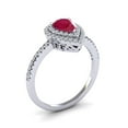 thumbnail image 2 of SuperJeweler 1 Carat Pear Shape Created Ruby and Double Halo Diamond Ring In Sterling Silver For Women, 2 of 6