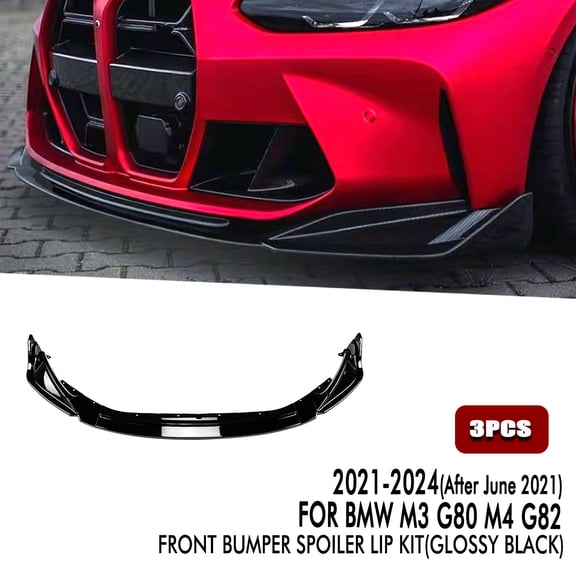 Front Spoiler Lip Splitter Kit For BMW G80 M3 G82 M4 2021-2024 2022 Gloss Black