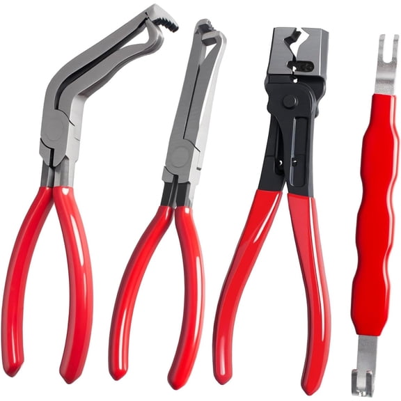 4-Piece Electrical Disconnect Pliers Set for Cars, Automotive Connector Separator Tool & Hose Clamp Pliers, High-Carbon Steel with Comfort Grip, for Mass Air Flow Sensors, Fuel Injectors
