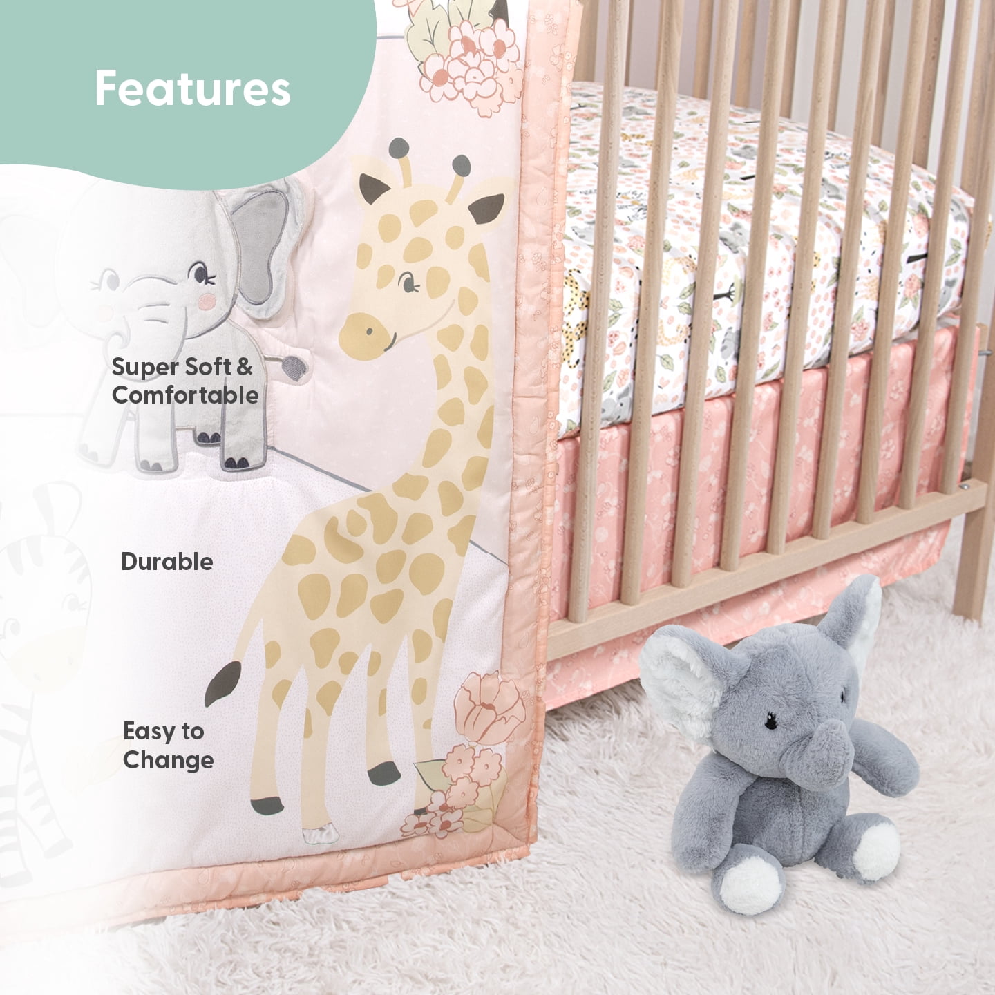 The Peanutshell Crib Bedding, Under the Stars Baby Crib Bedding Set and Mobile, 4-Piece Set