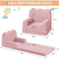 thumbnail image 3 of Kids Couch, 2-in-1 Convertible Teddy Fleece Fabric Toddler Sofa Chair, Soft Fold Out Couch Lounger for Kids, Comfy Children's Sofa Bed for Playroom, Nursery, Birthday Gift (Pink), 3 of 7