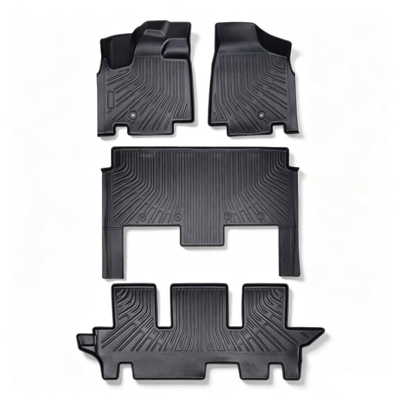 Findmall Floor Mats Replacement for Dodge Grand Caravan 2008-2020 TPE Rubber All Weather Protection 3 Rows with 4 Pieces Black