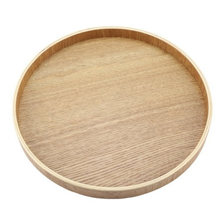 

Simple Round Solid Wood Tray Wooden Pattern Exquisite Leakproof Used For Kitchen Living Room To Place Food Fruit Tea Set[24cm]