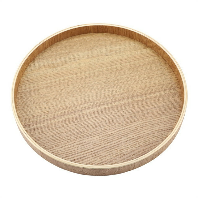 Samfox Plateau à Thé, Assiette En Bois En Bambou Plateau de Service Rond pour Service à Thé Fruits Bonbons Alimentaire Décoration de La Maison(24cm)