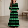 thumbnail image 2 of BLTIBY Boho Dresses for Girls Striped Printed Crew Neck Maxi Dress Summer Dresses with Pockets Green 4-5 Years, 2 of 7