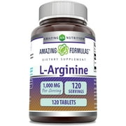 Amazing Formulas L-Arginine 1000mg 120 Tablets Supplement