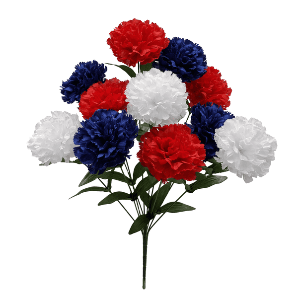 Mainstays 19" Artificial Flower, Carnation Bush, Red White Blue Colors