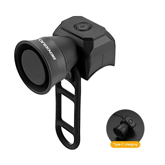 Bicycle Electric Horn Black ABS USB Rechargeable Bicycle Cycling Bell Speaker