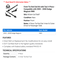 thumbnail image 2 of Front Tie Rod End Kit with Tool 4 Piece - Compatible with 2005 - 2008 Dodge Magnum RWD 2006 2007, 2 of 2