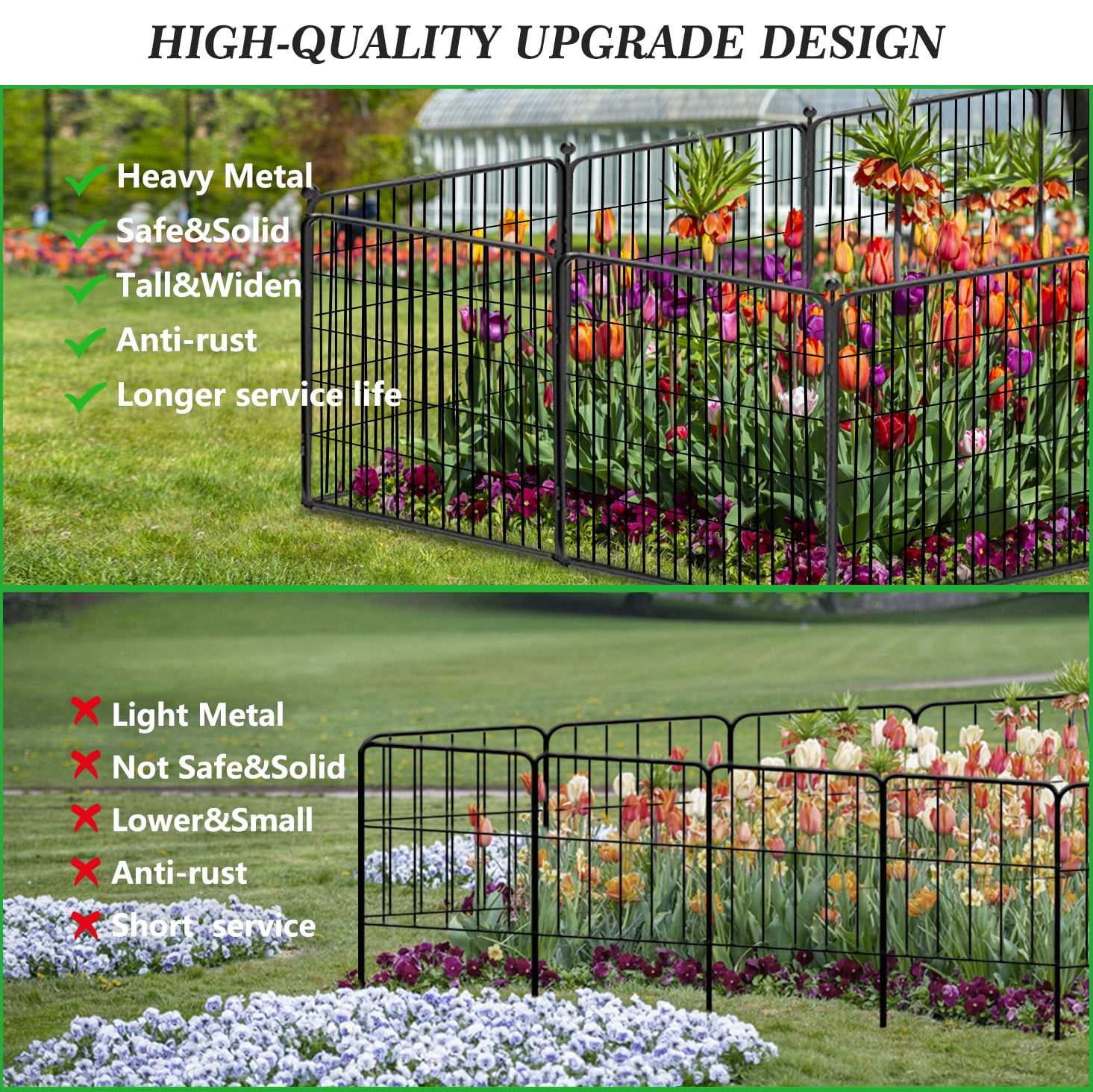 Decorative Garden Metal Fence 69ft (L)×32in(H) 30 Panels Heavy Duty Iron Wire Animal Barrier Temporary No Dig Fence Landscape Edging Privacy Fencing for Yard, Outdoor, Dog, Patio, Flower Bed