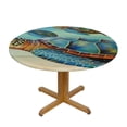 thumbnail image 3 of JEUXUS  Sea Turtle Beach Starfish Ocean Coastal Waterproof Picnic Patio Party Round Table Cloth Cover Decorations Fabric Circular Tablecloth for Home Dining Room Kitchen Decor, 3 of 7