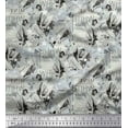 thumbnail image 1 of Soimoi polyester Crepe Fabric News Paper & Women Fashion Printed Fabric 1 Yard 52 Inch Wide, 1 of 3