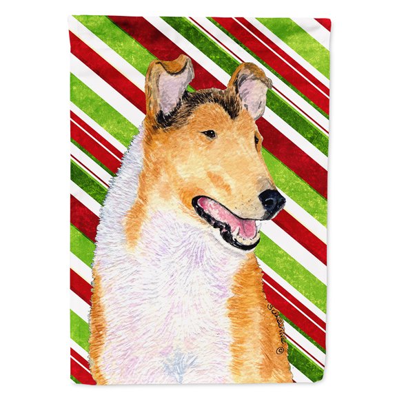 Collie Smooth Candy Cane Holiday Christmas Flag Canvas House Size