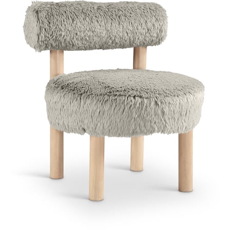 Meridian Furniture Ambre Taupe Vegan Shearling Fabric Upholstered Accent Chair