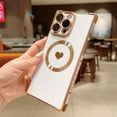 thumbnail image 3 of Magnetic Case for iPhone 16, Women Girls Luxury Plating Cute Love Heart Slim Fit Lightweight Cover Full Camera Lens Protection Compatible with MagSafe Case for iPhone 16, White, 3 of 11