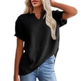 thumbnail image 2 of Womens Tops Under $10 Women's Casual V Neck T-Shirts Short Sleeve Waffle Knit Shirts Loose Summer Tunic Tops Blouse Trendy Clothes 2025, 2 of 9