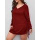 thumbnail image 5 of Vestido Irfora Vestido de manga larga para mujer con cordón con cuello en V y minivestido de talla grande Irfora Vestido, 5 of 7