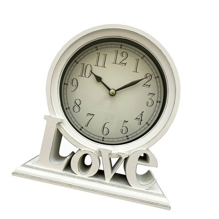 Sophisticated Quiet Desk Clock Retro Love Letter Plastic Mantels Clock for Home Decoration and Accurate Timekeeping