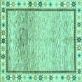 thumbnail image 1 of Ahgly Company Machine Washable Indoor Square Abstract Turquoise Blue Modern Area Rugs, 4' Square, 1 of 4