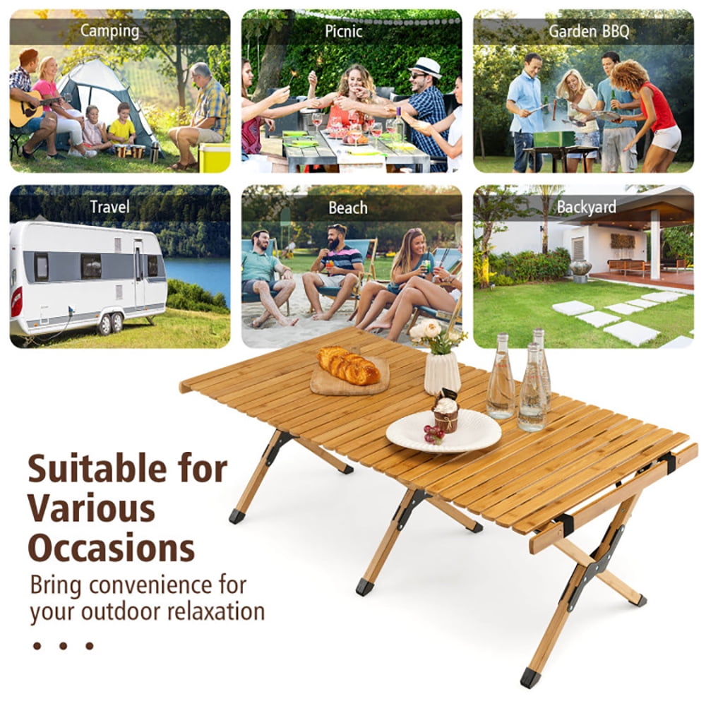 Aimee Lii Portable Picnic Table with Carry Bag for Camping and BBQ, Camp Tables PorTable Foldable, Natural Aimee Lii Portable Picnic Table with Carry Bag for Camping and BBQ, Camp Tables PorTable Foldable, Natural