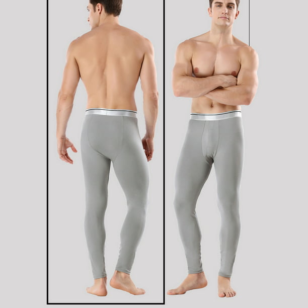 Sexy Mens Grey Ultra-thin Transparent Leggings Long Johns Lounge