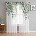 thumbnail image 2 of Spring Watercolor Plant Eucalyptus Leaves Tulle Curtains Living Room Kitchen Window ration Chiffon Voile Sheer Curtain, 2 of 7