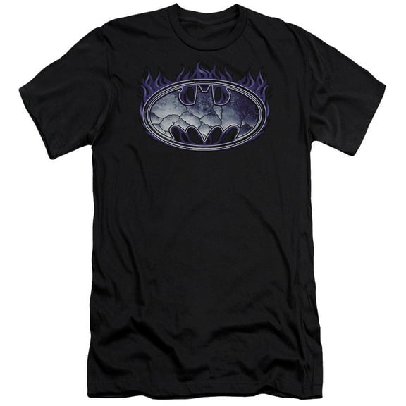 Batman Cracked Shield Premium Canvas T-Shirt Adult Slim Fit 30/1 Black