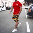 thumbnail image 2 of Afdoent Men's 2 Piece Short Set Mens Hawaiian Crew Neck Short Sleeve T Shirt And Printed Shorts Two Piece Set Vacation Beach Leisure, 2 of 4