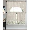 thumbnail image 3 of Spring Floral Kitchen Curtain and Valance Set 3 Pieces,Rod Pocket Short Tier Curtains 24 Inch Length,White Daisy Farmhouse Linen Texture Swag Topper Small Window Treatment for Cafe Bathroom Bedroom, 3 of 6