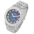 thumbnail image 4 of Charles Raymond Fully Iced Out Crystal Diamond Mens Watch w/Easy Read Date and w/Roman Numerals - Combo with Designer Hip Hop Blinged Out Bracelet and Ring- ST10226RND Silver Navy, 10, 4 of 7