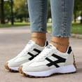 thumbnail image 6 of Knivor Lace Up Retro Fashion Sneakers for Women Color Block Low Top Casual Sneakers Non Slip Platform Sole Lightweight Flat Everyday Casual Shoes, 6 of 7