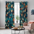 thumbnail image 5 of Teal Orange Abstract Art Kitchen Curtains 96 Inch Length, Geometric Modern Art Grommet Top Bedroom Living Room Curtains, Light Filtering Cafe Curtain Drapes 2 Panels Set 104''x96'', 5 of 9