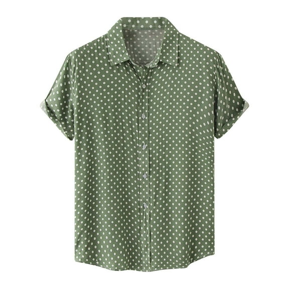 Mens Plus Size Shirts Men's Shirt Beach Shirt Casual Polka Dot Shirt Lapel Short Sleeve Shirt Top Blouse
