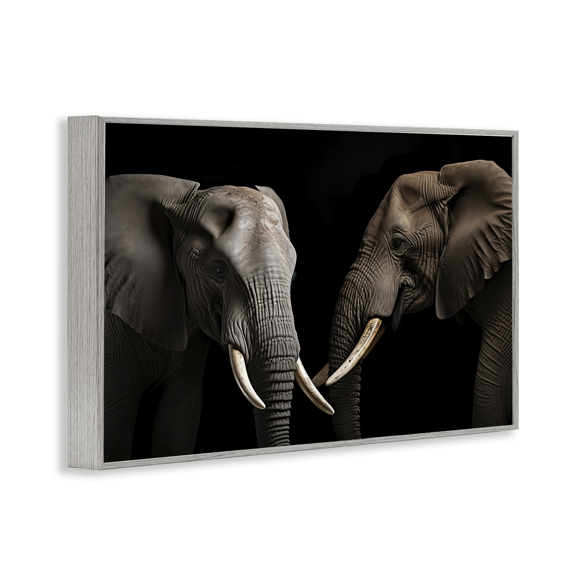 Pachyderm Elephant Pair Gray Framed Giclee Art, design by Decent Exposures