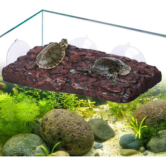 Turtle Basking Platform — Resin Dock with 3 Suction Cups for Aquatic Turtles, Frogs, Turtle Tank Accessory