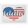 thumbnail image 1 of Idaho Bath Mat, Flag Pattern in Heart Shape State Name on Plain Background, Plush Bathroom Decor Mat with Non Slip Backing, 29.5" X 17.5", Dark Blue Dark Salmon, by Ambesonne, 1 of 2