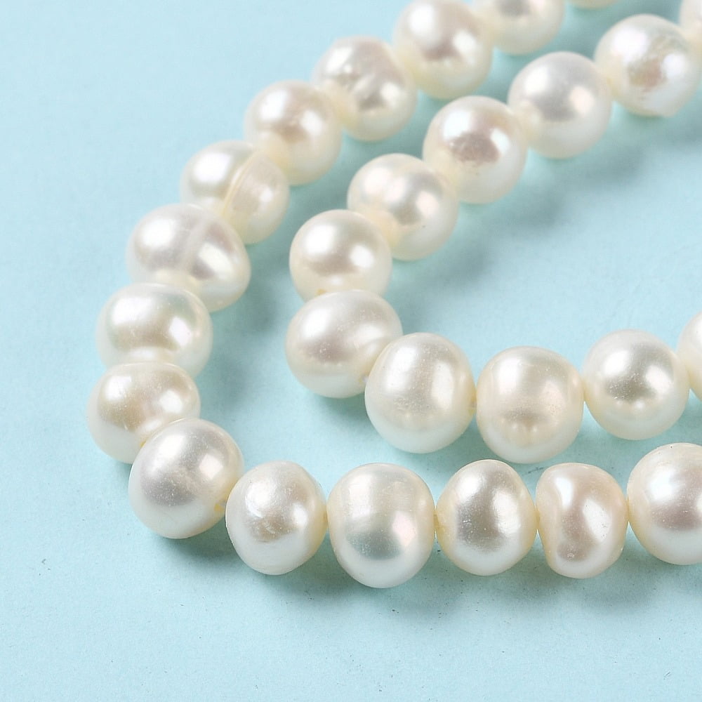 1Strand Natural Cultured Freshwater Pearl Beads Strands Grade 3A WhiteSmoke 6~7x6~7mm Hole: 0.6mm about 59pcs/strand 14.25~14.37 inch