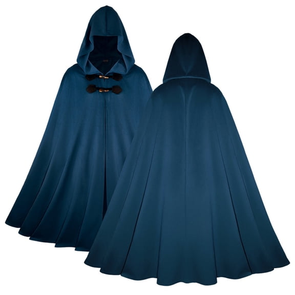 LEKWK Medieval Hooded Cloak Renaissance Cape Adult Halloween Costume Velvet Cape Classic Fantasy Wizard Cosplay Themed Party Fancy Dress
