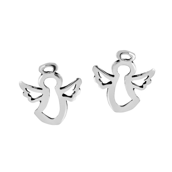 Aeravida Playful and Petite Flying Angels Sterling Silver Stud Earrings for Female Adult