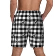 thumbnail image 2 of Lsque Mens Swim Trunks Anchor Black Tartan Plaid Pattern - Bathing Suit Compression Liner - Beach Swim Shorts Swimwear - (S-3XL) - Stretch Quick Dry -Large, 2 of 9