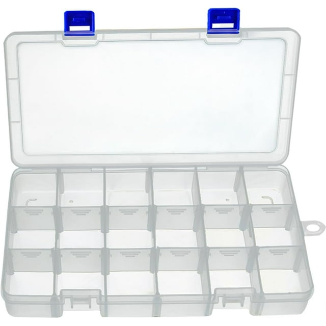Plastic Organizer Container Storage Box Adjustable Divider Removable Grid Compartment for Jewelry Beads Earring Tool Fishing Hook Small Accessories( grids X )