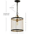 thumbnail image 3 of Elena 10" Lantern Metal LED Pendant, Black/Brass Gold, 3 of 8