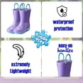 thumbnail image 3 of Puddle Play Toddler and Kids Boys and Girls Waterproof Rain Boots with Easy-On Handles - Purple with Blue Trimming - Size 12 Little Kid, 3 of 7