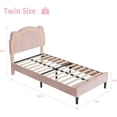 thumbnail image 3 of Huisuilinss Twin Bed Frame,LED Bed Frame Twin,Velvet Upholstered Platform Bed Frame With Adjustable Bear Headboard,Wooden Slats Support,No Box Spring Needed,Easy Assembly, 3 of 8