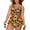 Orange Floral, variant on JYLFC Women's Tankini Bathing Suits Two-Piece Plus Size Swimwear High Waist Printing Padded Swimsuits with Boyshorts 2XL